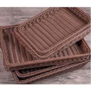 Corbeille &agrave; pain - EINNENFFER - Rectangulaire - Osier plastique - 30x20x7CM - Organisateur de rangement