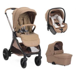 CHICCO - Poussette Trio Bellagio 2 + Si&egrave;ge auto First Seat Recline + Nacelle Flexi Caramel