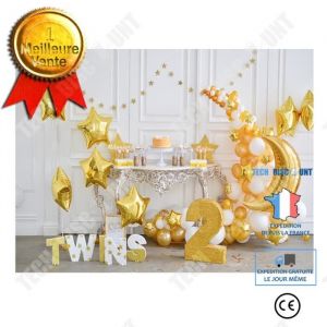 TD® 2ème anniversaire photographie toile de fond Studio ballons mur 3D Photo tissu pour bébé BALLON DECORATIF - POMPE POUR BALLON