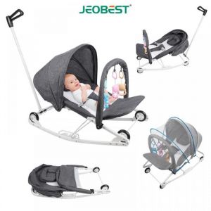 JEOBEST Transat B&eacute;b&eacute; Transat &agrave; Bascule pour B&eacute;b&eacute; Berceau pour B&eacute;b&eacute; avec Arche de Jeu R&eacute;glable Gris