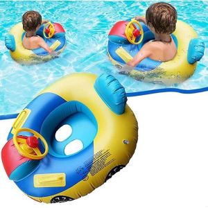 Anneau de Natation pour Bébé Flotteur de Piscine Gonflable Bateau Enfants Entraînement de Natation VolantJouets pour