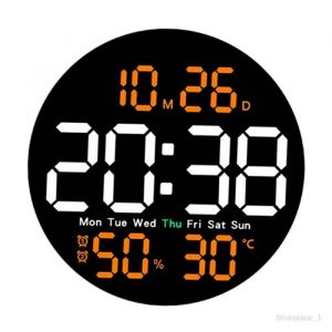 Horloge murale num&eacute;rique - Orange - 255 cm - Alarme - T&eacute;l&eacute;commande - D&eacute;coration moderne
