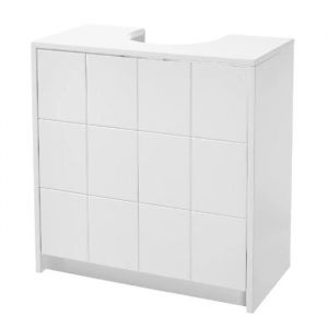 Meuble bas sous lavabo pour salle de bain en MDF blanc - Longueur 56 x Profondeur 30 x Hauteur 60 cm-JUANIO-