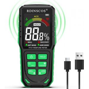 Testeur Humidité Non Destructif Rechargeable avec Alarme Automatique Détecteur dhumidité pour Mur Bois de chauffage Maçonnerie