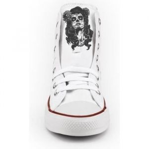 Converse All Star Personnalisé Imprimés et Clouté argent- chaussures à la main - produit Italien - skull