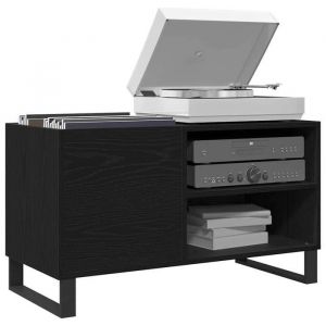 (78201)NEUFBiblioth&egrave;que de rangement - Cabinet/Meuble &agrave; vinyles - Ch&ecirc;ne noir 85x38x48cm - Bois ding&eacute;nierie - armoire &agrave; &eacute;tag&egrave;re - D