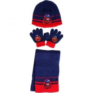 Ensemble 3 Pi&egrave;ces Bonnet + &eacute;charpe + gants Ladybug Miraculous bleu Taille unique