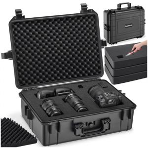 Caisson &eacute;tanche - TECTAKE - Caisson valise pour appareil photo et cam&eacute;ra avec 4 inserts en mousse 56 x 42 x 21 cm - Noir