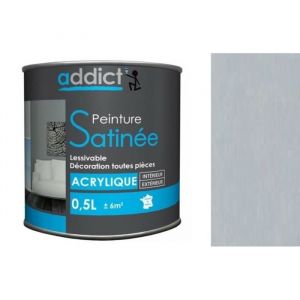 Peinture acrylique - ADDICT - Gris pluie dété - Satiné - 0.5L - Intérieur