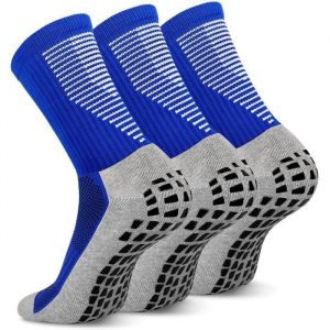 Chaussettes de Football - Antid&eacute;rapantes - Respirantes - Anti Ampoules - 3 Paires - Bleu