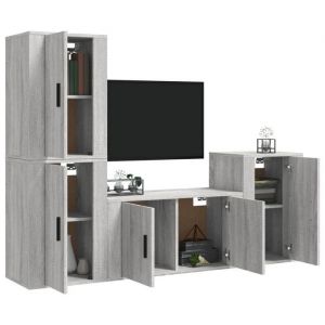 Bon plan Ensemble de meubles TV - 4 pcs - JILI HOT - meubles HiFi Suspendu - Sonoma gris - Bois dingénierie - Pour salon