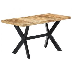 Table de salle à manger en bois manguier massif brut - INGSHOP - 140x70x75 cm - Marron - Laqué