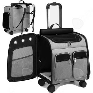 C Valise à roulettes pour animaux de compagnie 2 en 1 41x30x43cm pour petits chien sac transport chat carrier de chats avec roues