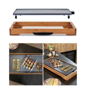 Plancha - LIVOO - ARMATURE BOIS - 2200W - Double zones - Rev&ecirc;tement c&eacute;ramique antiadh&eacute;sif