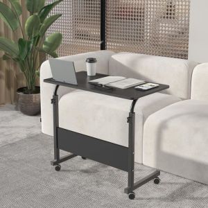 Table Roulante de Lit Canapé pour Ordinateur Portable Hauteur Réglable 80x40cm Noir - SOGESHOME