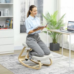 Si&egrave;ge assis genoux si&egrave;ge ergonomique en bois &agrave; bascule chaise &agrave; genoux pour bureau &agrave; domiciles cr&egrave;me