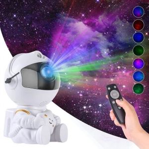 Projecteur ciel etoileRotation &agrave; 360&deg; Veilleuse LED Projecteur galaxie dastronaute avec T&eacute;l&eacute;command pour la chambre et le plafond