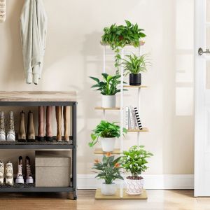 6 niveaux Support pour Plantes dint&eacute;rieur 106cm &Eacute;tag&egrave;re pour Plantes en M&eacute;tal Bois Porte Plantes Dint&eacute;rieur Plusieurs Plantes
