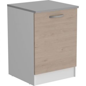 OSLO Meuble Bas 1 porte + plan - D&eacute;cor Ch&ecirc;ne Jackson - L 60 x P 60 x H 86 cm