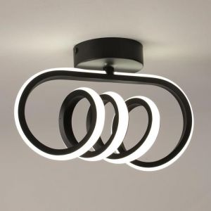 WOTTES Plafonnier LED Moderne Luminaire - Design spirale Noir - pour Salon Chambre Salle de bain Couloir - Blanc Neutre - &Oslash;22*17CM