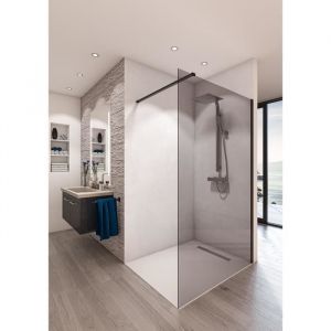 AURYS Paroi de douche en kit BALEARES®  GREY - Verre Timeless 8 mm trempé by Saint-Gobain - L.100 cm x  H.198 cm