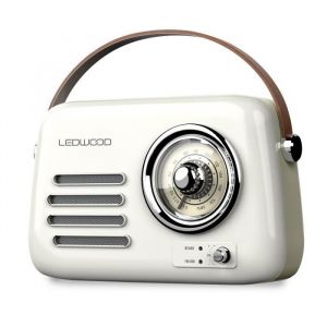 Radio Rétro portable Ledwood ALMA FM Bluetooth 5.3 Entrée USB Puissance 30W - Batterie 37V-1500mAh - Retro Vintage - Blanc