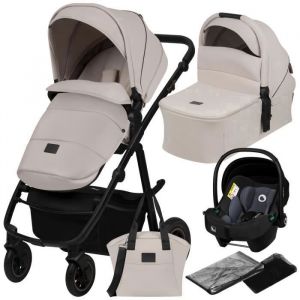 Poussette combinée 3en1 LIONELO Amber Plus - Pack poussette Nacelle Siege auto sac et accessoires - Beige