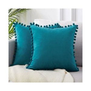 Lot de 2 Housse Coussin 45x45 Bleu Canard Canape Decoratif Housse de Coussin Velours Doux Decoration Salon Chambre Aesth &Eacute;tiquette
