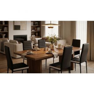 Lot de 6 chaises ROMANE noires bandeau blanc pour salle &agrave; manger