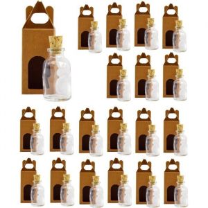 20 Bouteilles en Verre de 30 ml avec Bouchon en Liège et 20 boîtes - Idéales pour la décoration cadeaux pour mariages