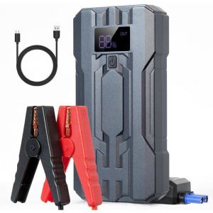 Booster Batterie Portable Jump Starter D&eacute;marrage de Voiture avec Grand &Eacute;cran LCD12V Jump Starter avec Lamp LEDQuickCharge