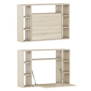 Table murale rabattable - Musi - Ch&ecirc;ne sonoma clair - Bureau mural 94cmx62cmx20cm