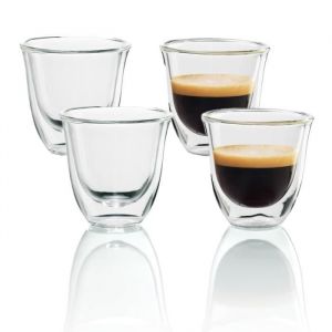Lot de 4 tasses &agrave; espresso caf&eacute; en verre borosilicate transparent isol&eacute; double paroi pour la maison la cuisine le bureau -150ml