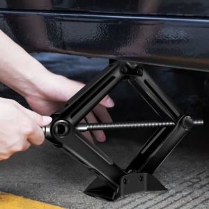 Cric de levage losange inoxydable pour voiture van à manivelle vilebrequin chromée 2 tonnes.