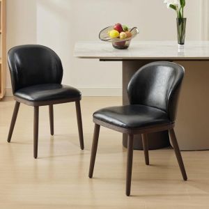 Chaises de salle &agrave; manger - HOERFURIY - Lot de 2 - Simili PU Cuir Noir - Style Scandinave - Ergonomique