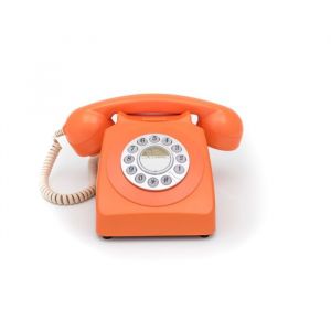 T&eacute;l&eacute;phone Analogique Fixe - GPO R&eacute;tro - 746 Push Button - Orange