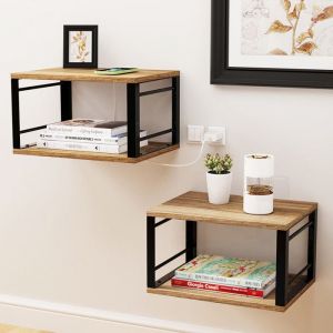 Lot de 2 Table de Chevet murales -  VIVOLILV - Chevet mural design industriel - 40x30x235 cm