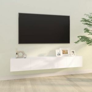Lot de 2 meubles TV muraux-Banc TV suspendus 2 pcs blanc 100x30x30 cm bois dingénierie 510934
