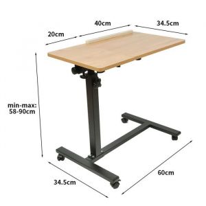 Bureau pour ordinateur portable OHMG - Meuble multimédia avec roulettes en bois et acier