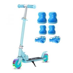 Sinbide Trottinette Scooter Enfant Ados Patinette Fille Garçon Pliable Hauteur Réglable Freinage à Pied Roues LED 5-12 Ans