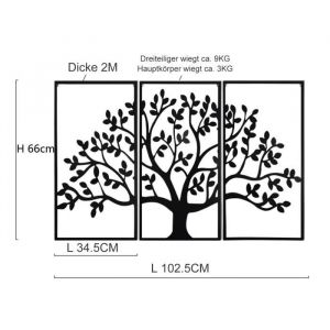 Lot de 3 pièces Décoration murale arbre Art Mural en Métal Arbre De Vie