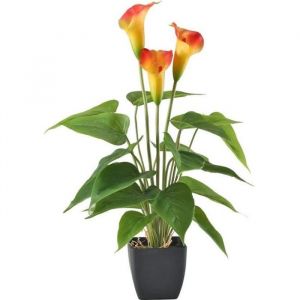 Artificielle Plante en pot Faux Calla Lily pour Patio Jardin Intérieur Extérieur Maison Décoration dintérieur orange