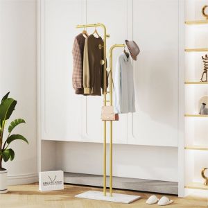 Porte Manteau sur Pieds Entrée Portant Vêtement en Métal pour Salon Chambre Vestiaire 60x30x176cm