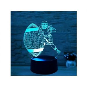 Veilleuse de Rugby Veilleuse 3D RugbyLampe Illusion 16 Couleurs Commutation LibreBase en Plastique Panneau Lumineux en