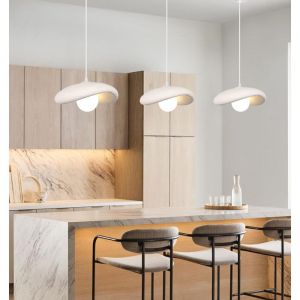 iDEGU 3pcs Moderne Suspension Luminaire LED30cm Lustre Vintage Abat-jour en Ciment Blanc Lampe de Plafond G9 AmpouleLumi&egrave;re