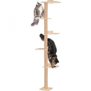 Grand arbre à chat mural avec grand perchoir de 401 cmtour à chat à 5 niveaux du sol au plafond avec tapis de moquettegriffoir