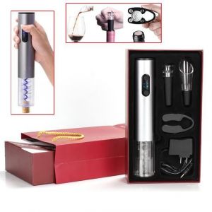 Tire Bouchon Electrique Vin Décapsuleur Rechargeable Ouvre Bouteille Automatique Vin Verseur Coffret-Cadeau pour Vin Champagne