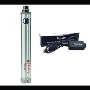 Vitavap - Pack batterie Evod Twist 2 avec chargeur USB Vision Spinner 2  Inox  Sans tabac ni nicotine[1908]