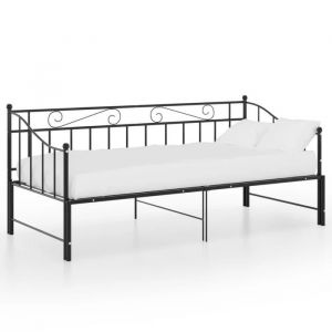 Canap&eacute;-lit extensible JILL - Noir M&eacute;tal 90x200 cm - Avec petit lit FR7503