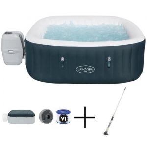 Spa gonflable BESTWAY - Lay-Z-Spa Ibiza - 140 airjets - 180 x 180 x 66 cm - 4 &agrave; 6 places - Carr&eacute; + Aspirateur Aquascan